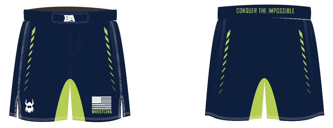 BA Navy & Green Fight Shorts