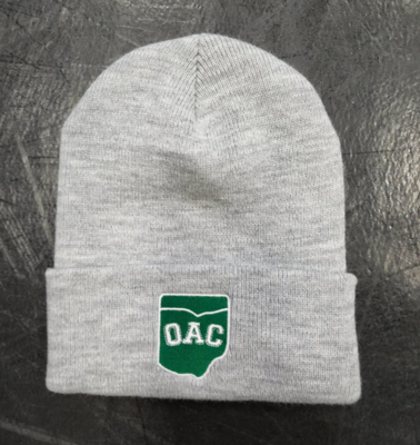 OAC Light Grey Beanie Green logo