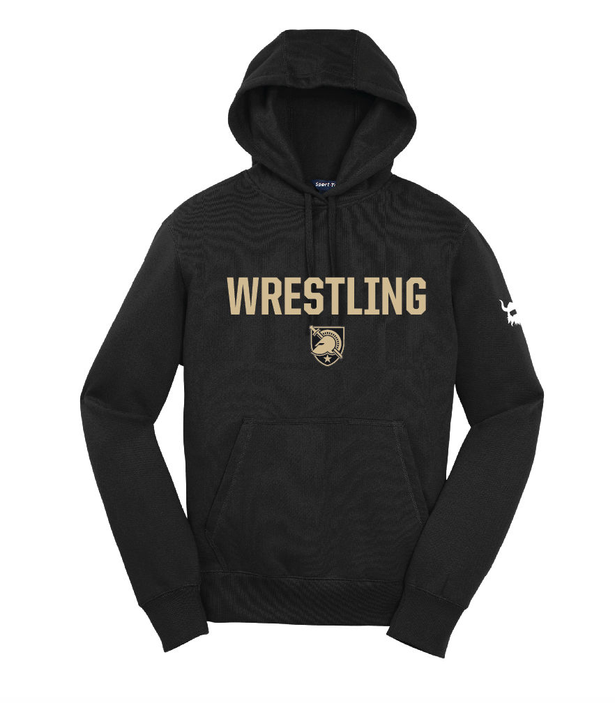 Army WRESTLING crest black fleece hoodie