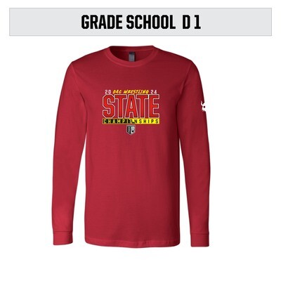 OAC 2024 GRADE SCHOOL D1 State Red Long Sleeve
