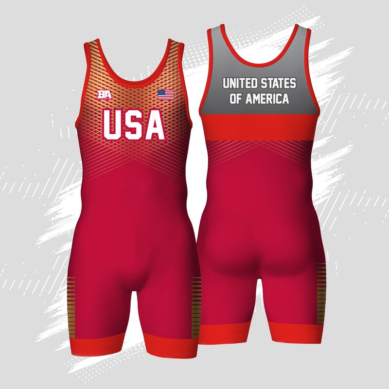 USA BARBARIAN SINGLET RED/GOLD