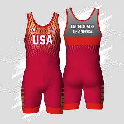USA BARBARIAN SINGLET RED/GOLD