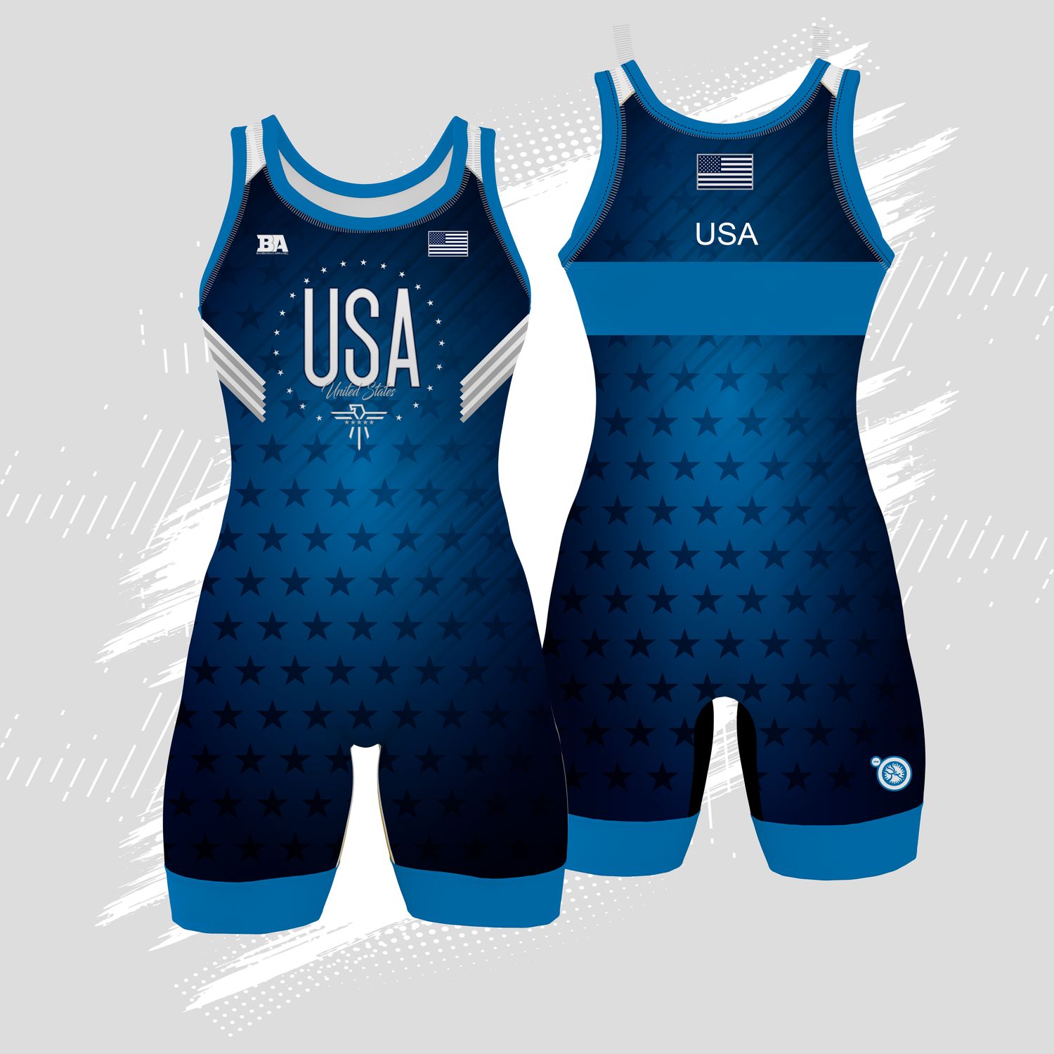 Blue USA SINGLET Womens