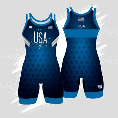 Blue USA SINGLET Womens