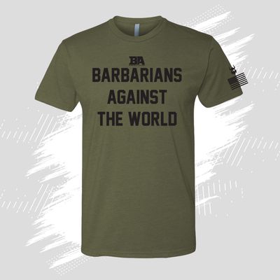 Military Green Barbarian Against The World Tri-Blend Shirt*