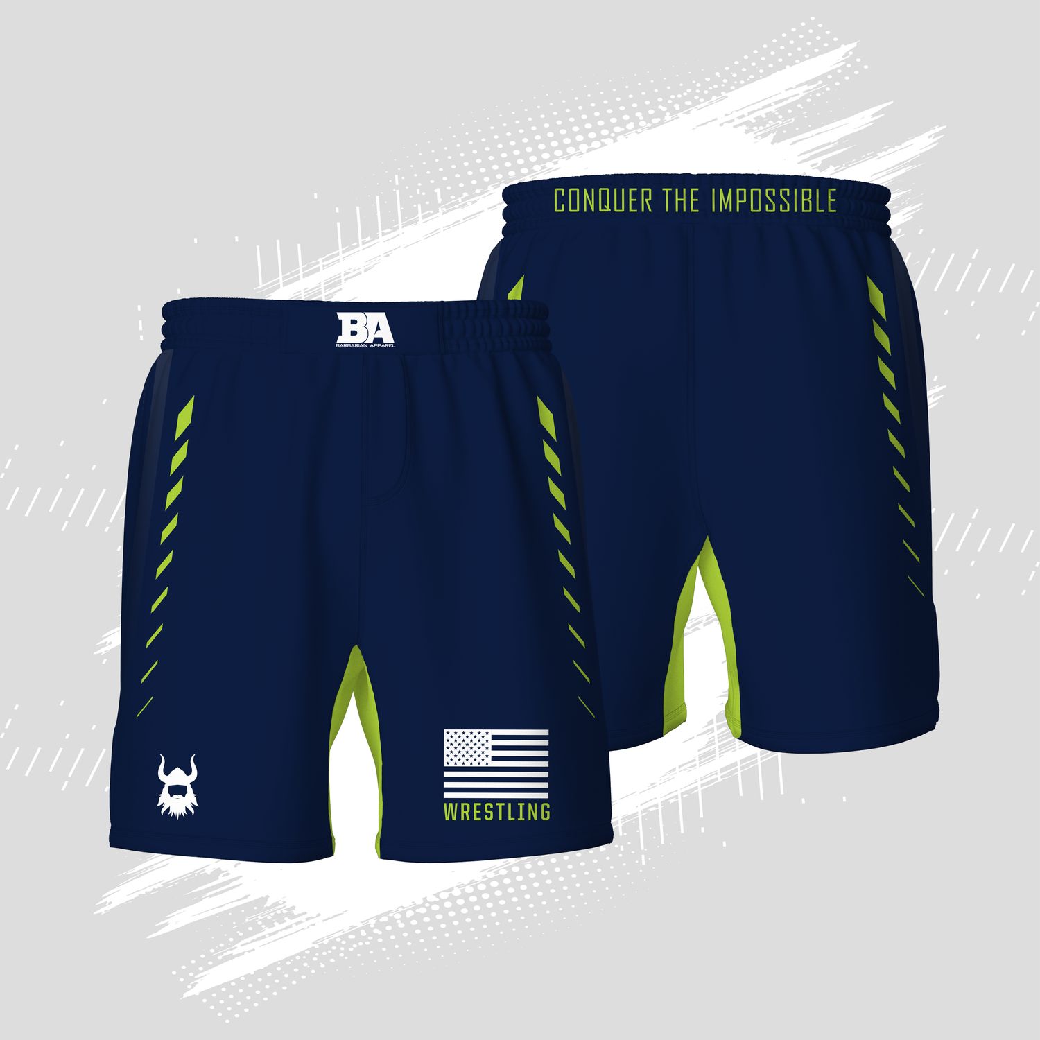 BA Navy &amp; Green Fight Shorts