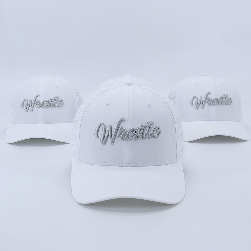 White Wrestle Laser Mesh Hat