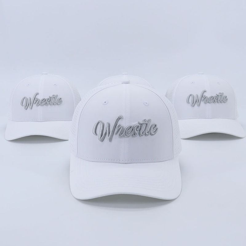 White Wrestle Laser Mesh Hat