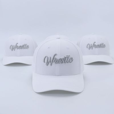 White Wrestle Laser Mesh Hat