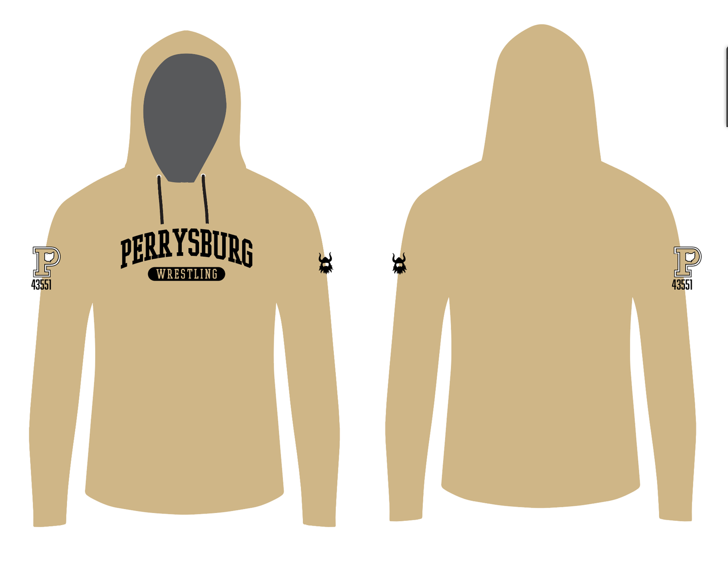 Perrysburg Wrestling Sublimated Hooded LS Shirt