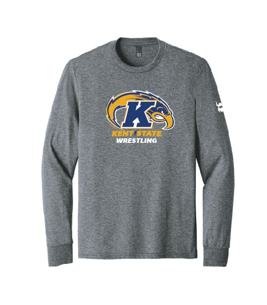 Kent State Wrestling Logo Grey Tri-blend Long Sleeve