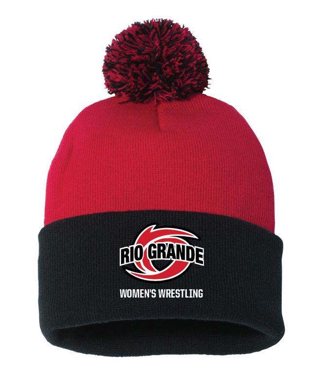 Rio Grande Women&#39;s Red/Black Pom Beanie