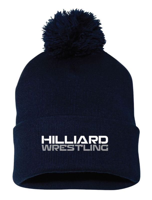 Hilliard Youth 2025 Navy Pom Beanie