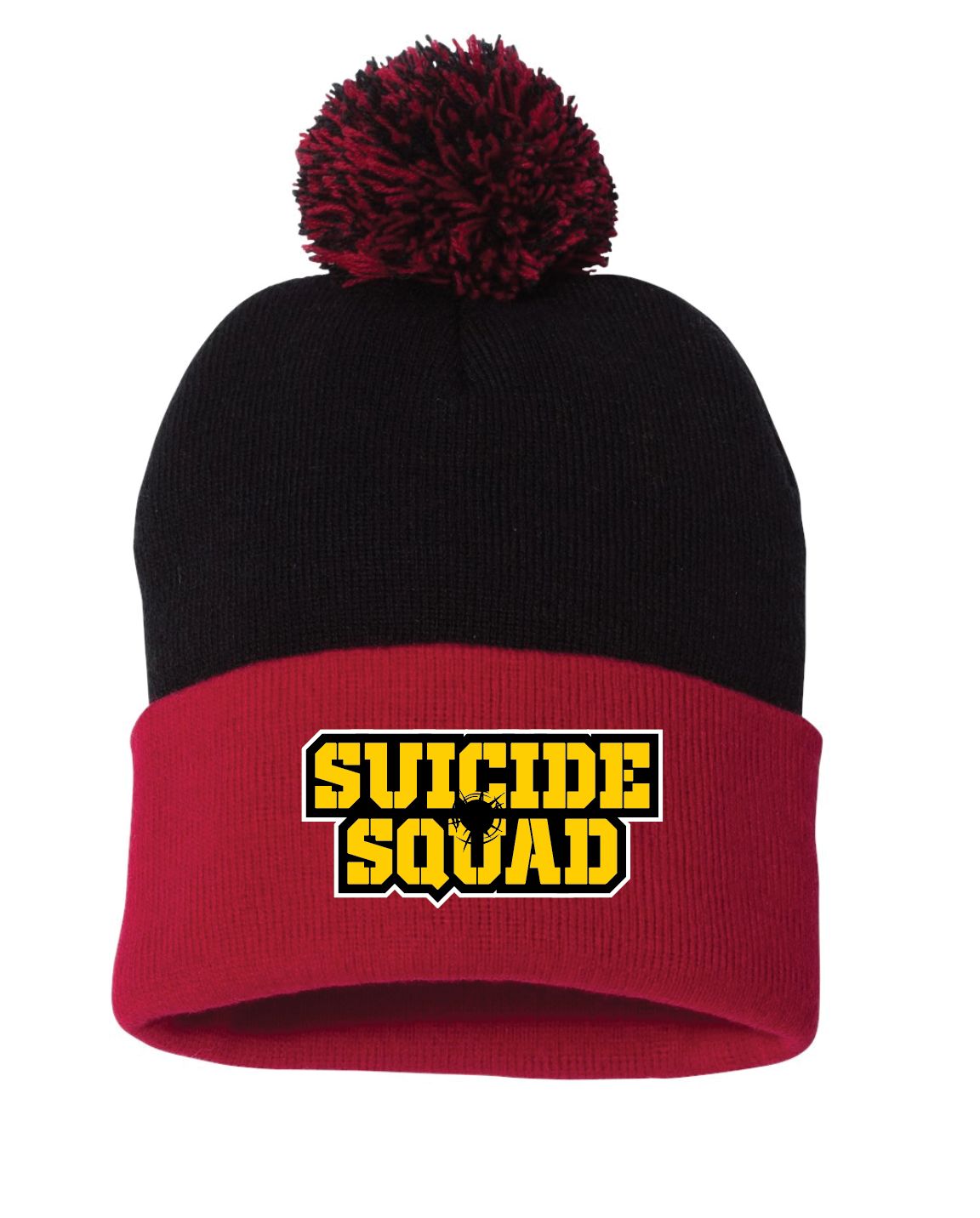 Suicide Squad 2025 Red/Black Pom Beanie