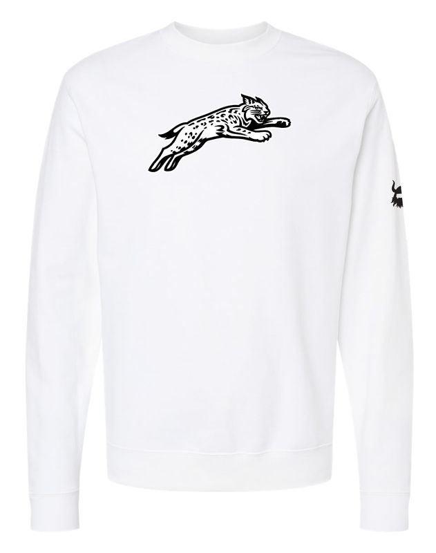 Davidson Jumping Cat White Crewneck Sweatshirt