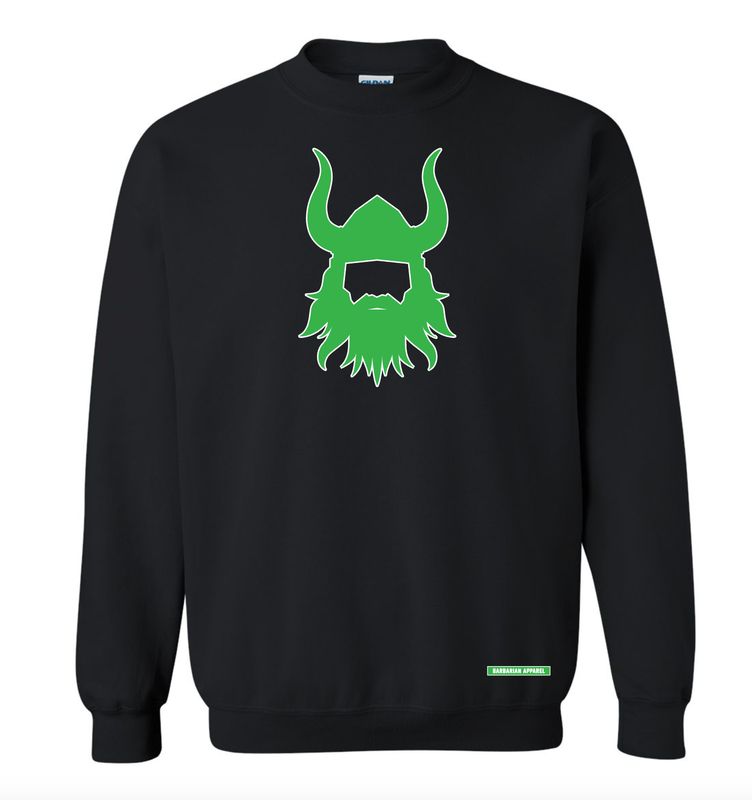 Black/Green Warrior Crewneck