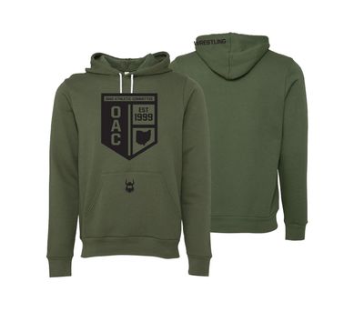 OAC Crest Military Green Hoodie (wrestling on hood)