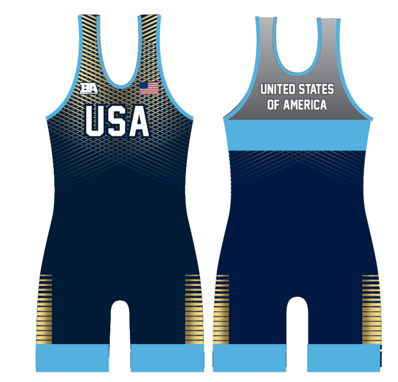 USA WOMENS BARBARIAN SINGLET BLUE/GOLD