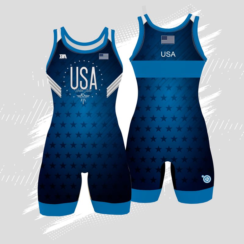 Blue USA SINGLET Womens