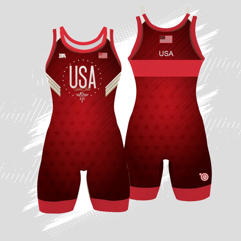 Red USA SINGLET Womens