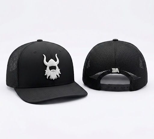 BA Black and White Curved Bill Mesh Hat