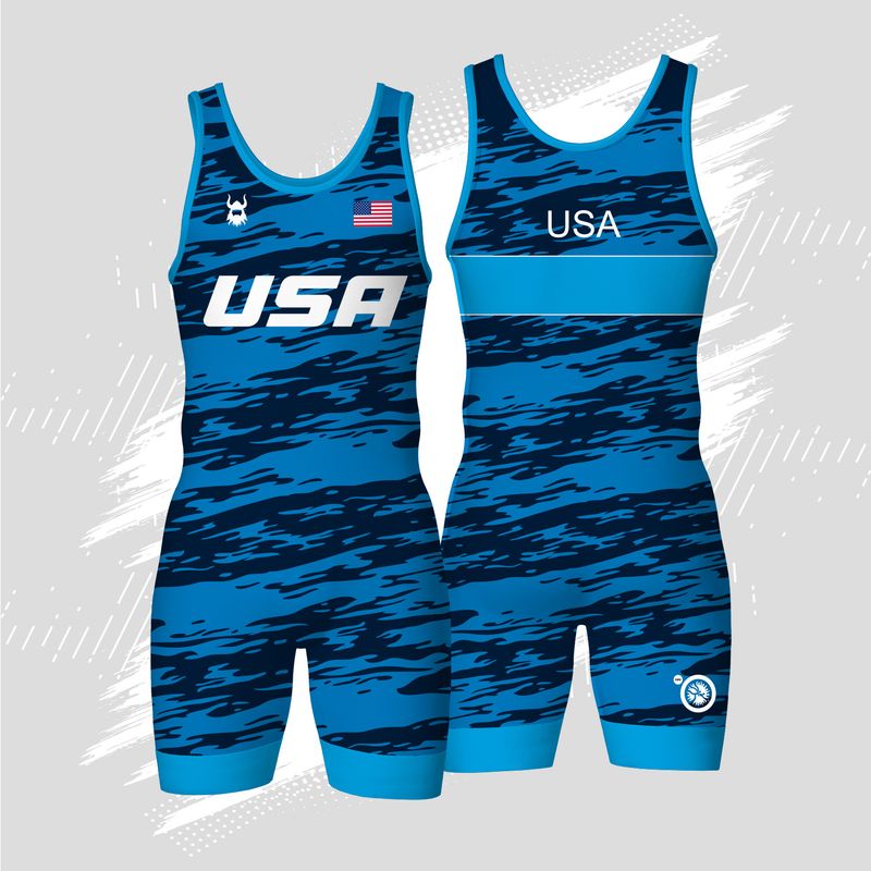 WOMENS USA BLUE STRIKER SINGLET