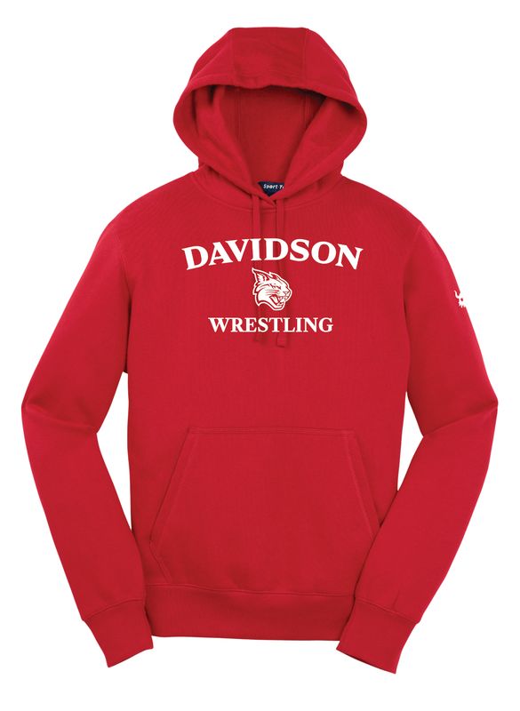 Davidson Logo Wrestling Red Blend Hoodie