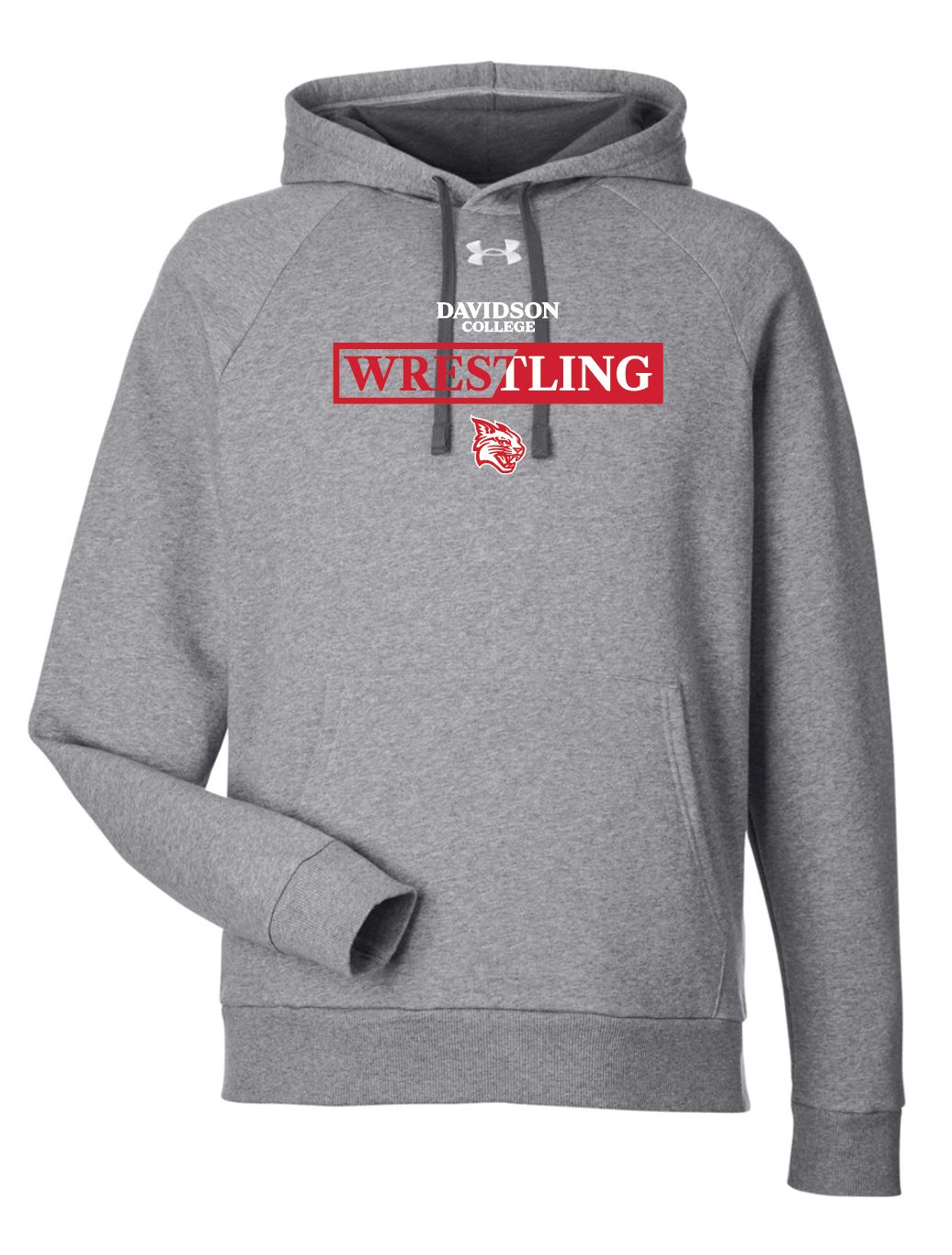 Davidson Wildcat Wrestling Grey Under Armour Men's Rival Fleece Hooded Sweatshirt
