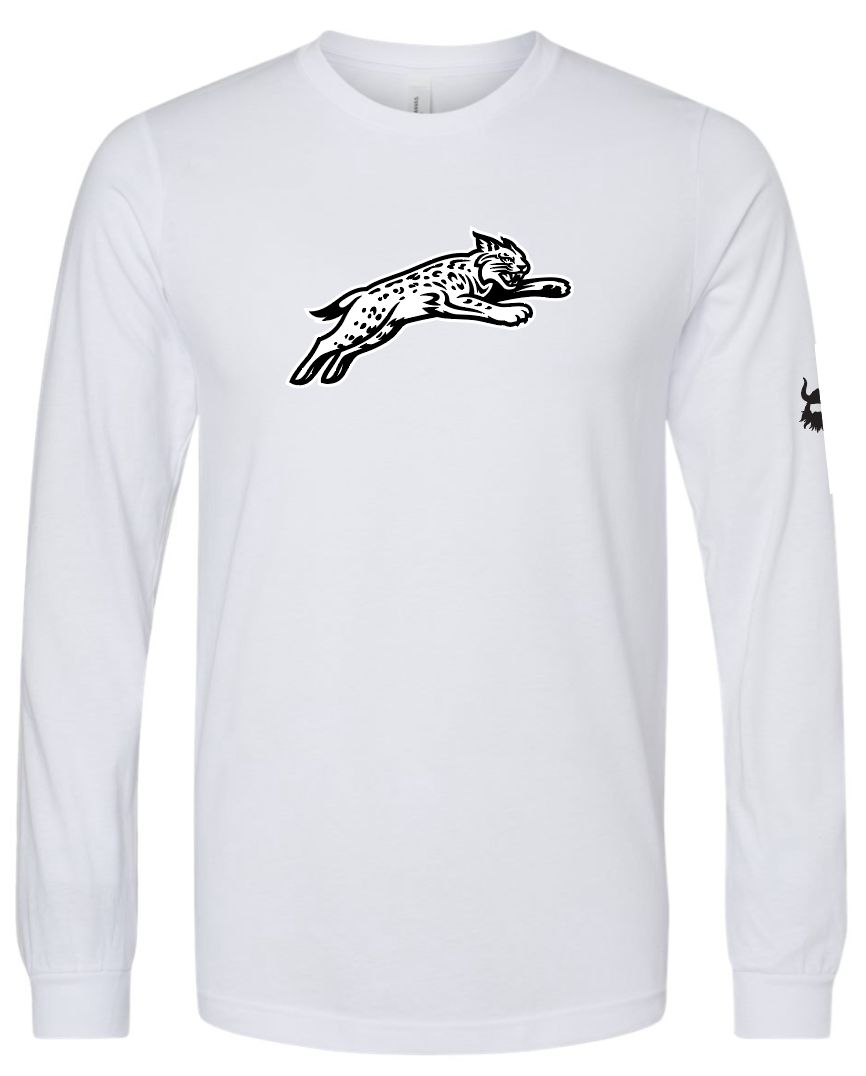 Davidson Jumping Cat White Long Sleeve Shirt