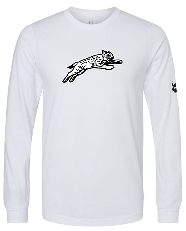 Davidson Jumping Cat White Long Sleeve Shirt