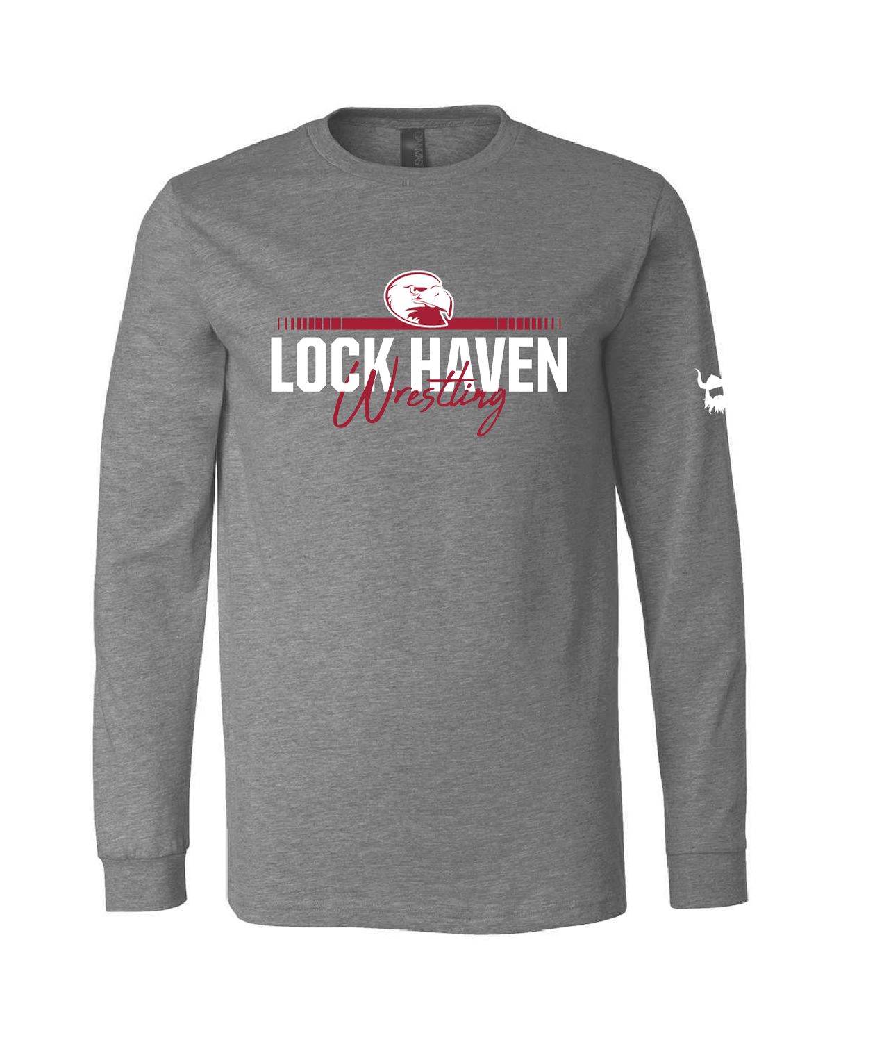 Lock Haven Wrestling Script Grey Long Sleeve Shirt