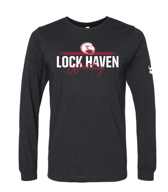 Lock Haven Wrestling Script Black Long Sleeve Shirt