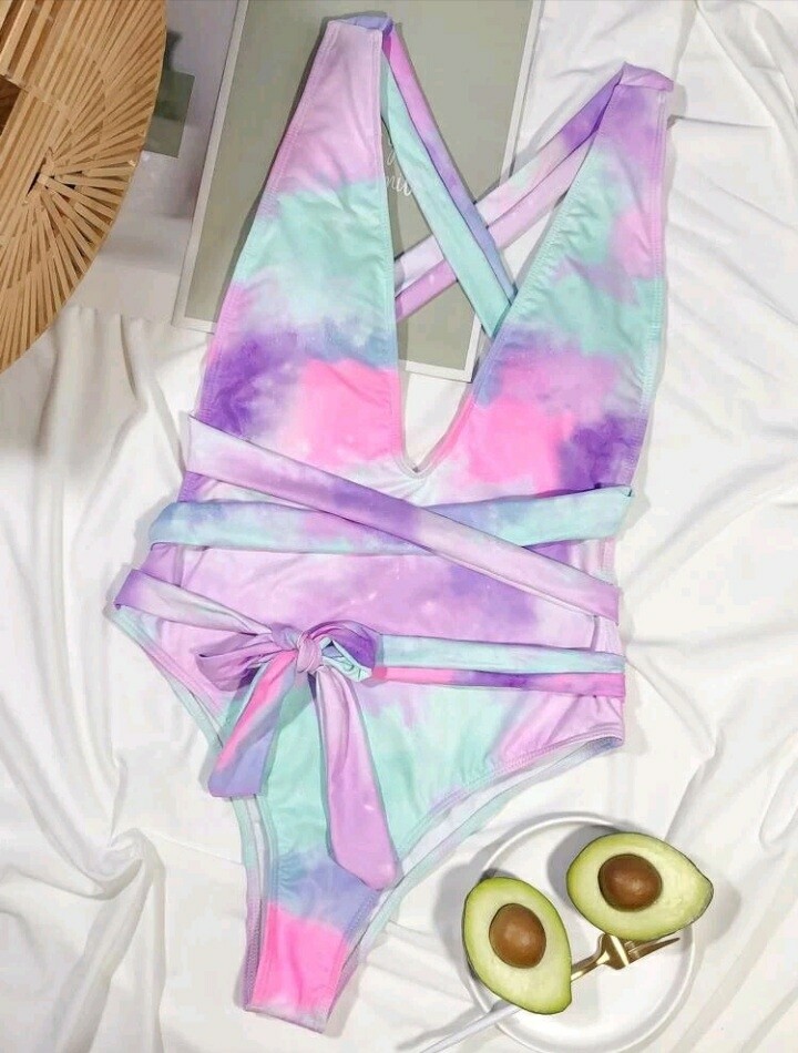 Tie dye one piece swimsuit