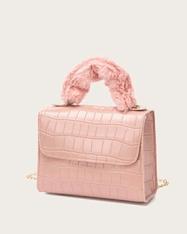 &#39;SHE BOUJEE&#39; Fluffy handle handbag