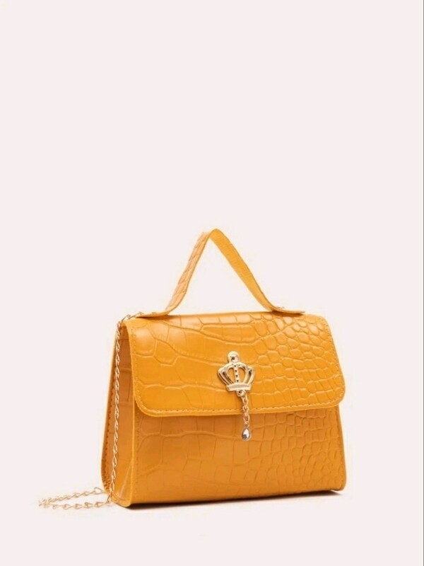 &#39;MS. ROYALTY&#39; Faux Crock satchel