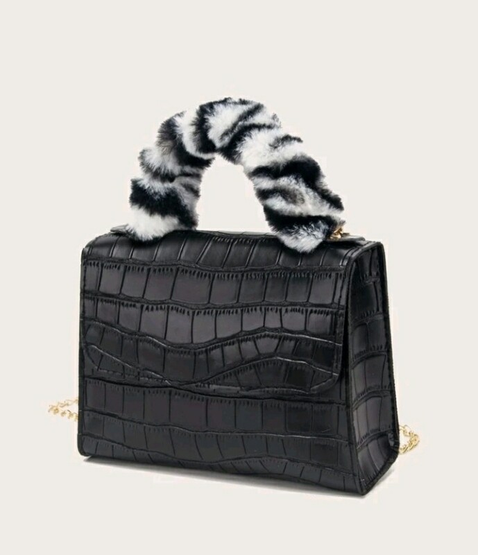 &#39;SHE BOUJEE&#39; Multicolor Fluffy handle bag