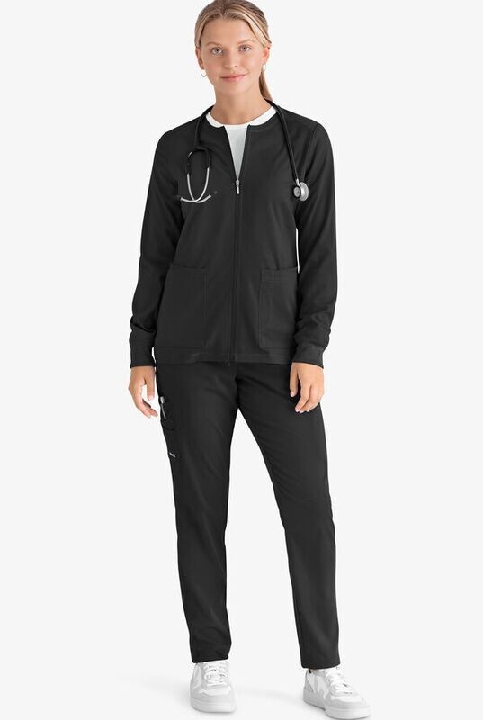 Gianna Women&#39;s 5-Pocket Zip Front Scrub Jacket- Spandex Stretch