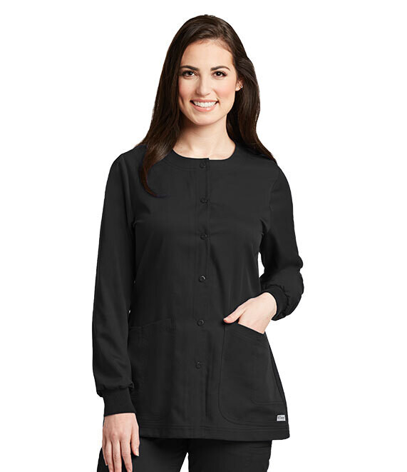 Jamie Women&#39;s 4-Pocket Snap Front Solid Color Warm-Up Jacket- Classic