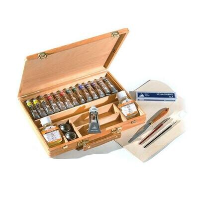 MAIMERI CASSETTA STUDIO OLIO CLASSICO 25X35 IN FAGGIO 13 TUBI 20 ML + ACCESSORI