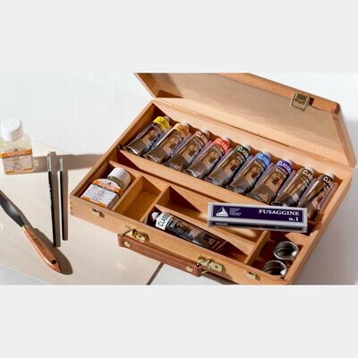 Maimeri cassetta in faggio olio Classico 10 tubi 60ml con accessori