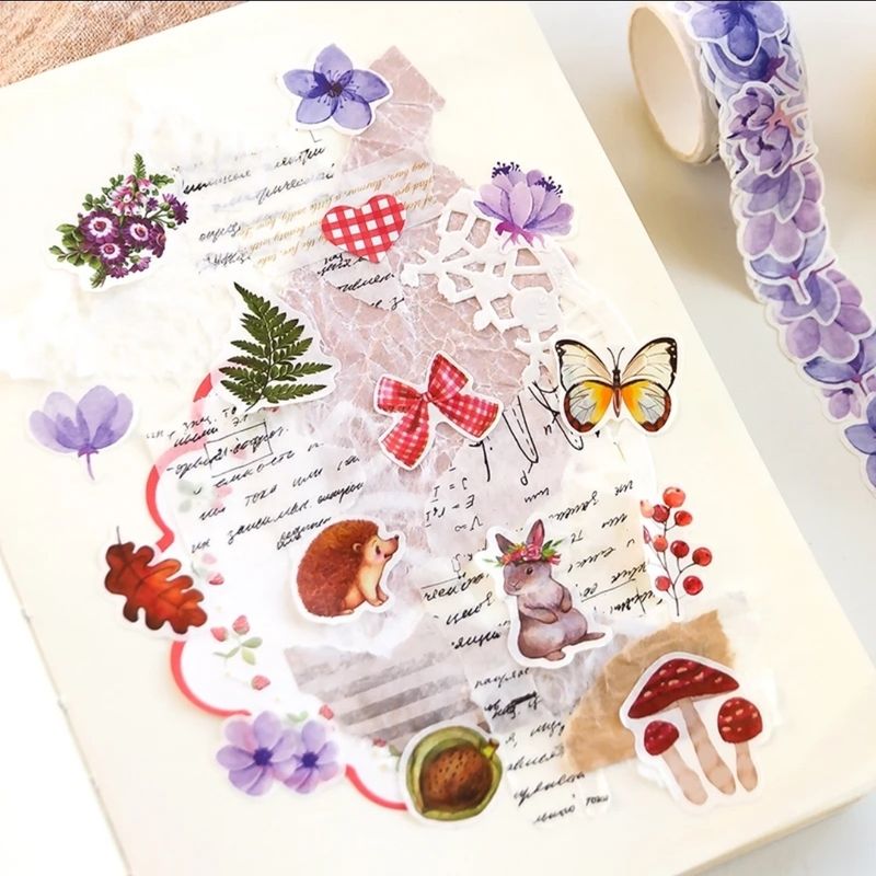 Washitape roll sticker - Purple Flower