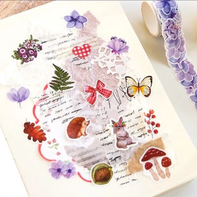 Washitape roll sticker - Purple Flower