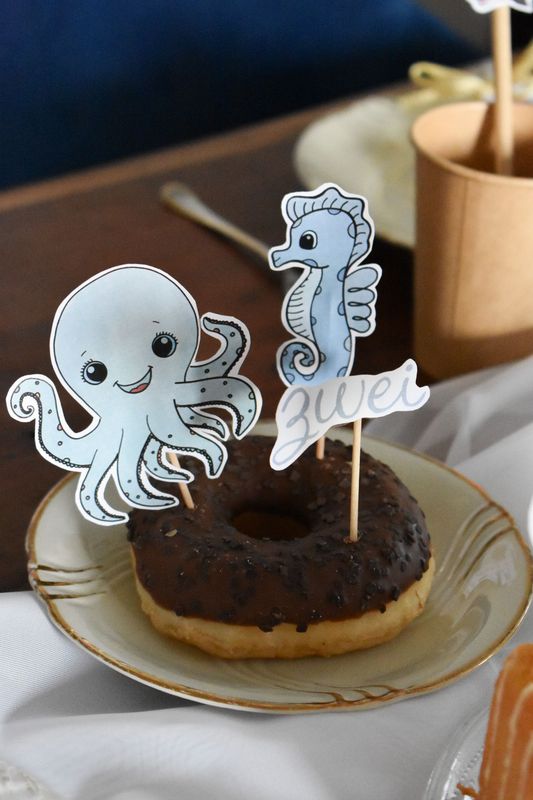 Caketopper Meerestiere & Muscheln & Pflanzen & Wimpelkette