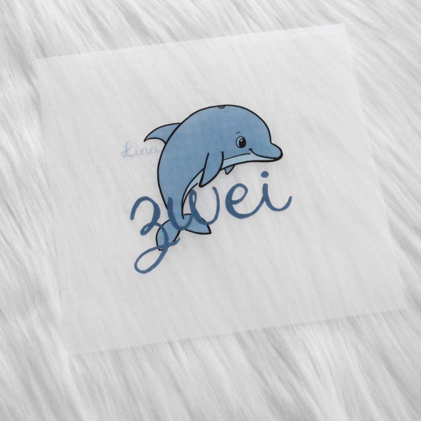 Bügelbild Delfin personalisiert