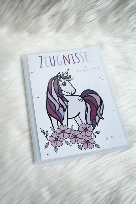 Zeugnismappe Sichtbuch - Einhorn rosa