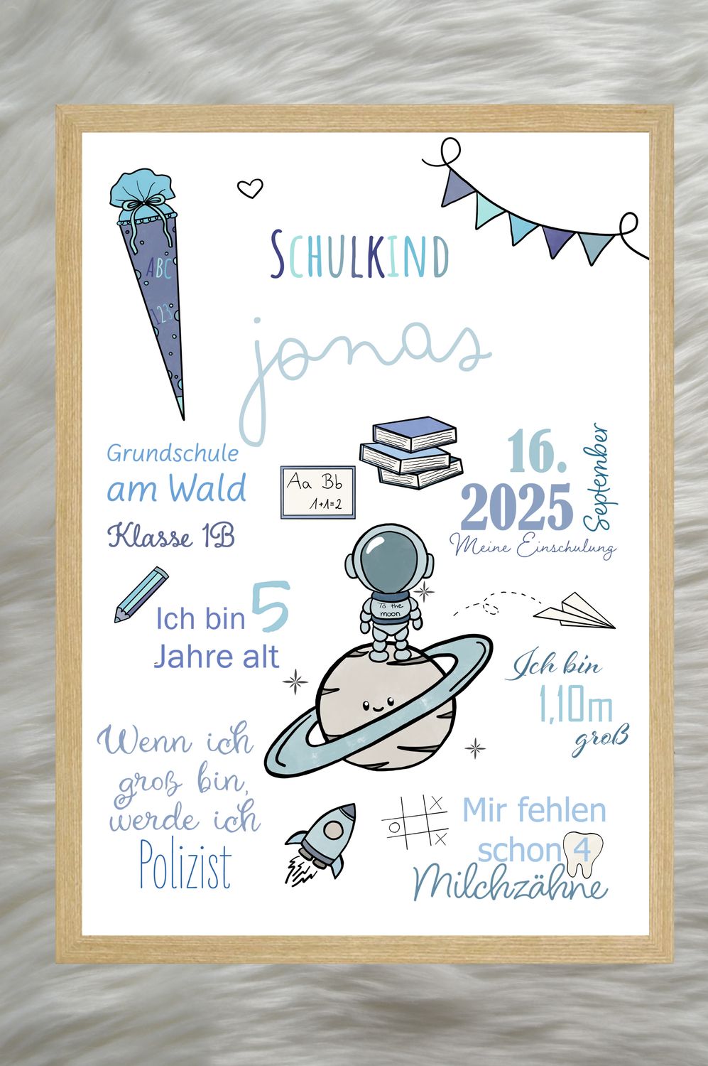 Meilensteintafel Einschulung - Weltraum