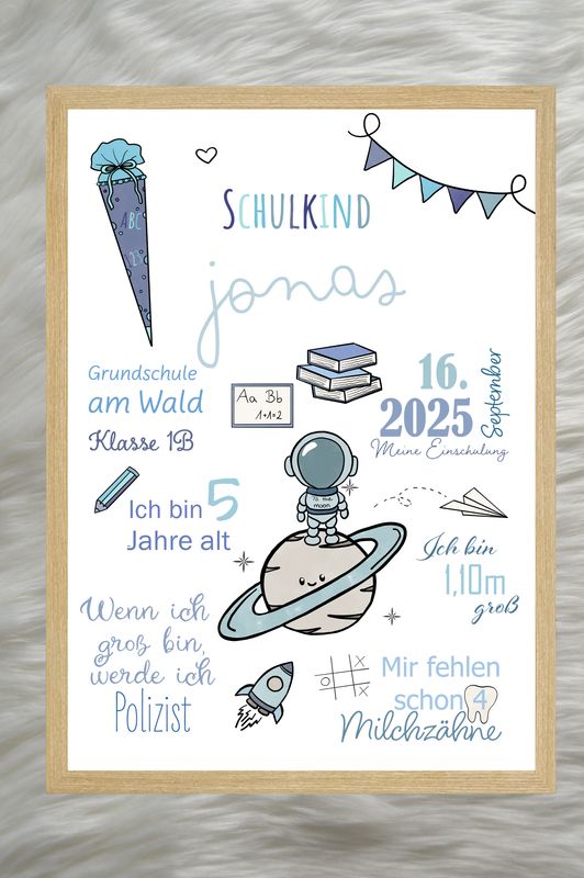 Meilensteintafel Einschulung - Weltraum