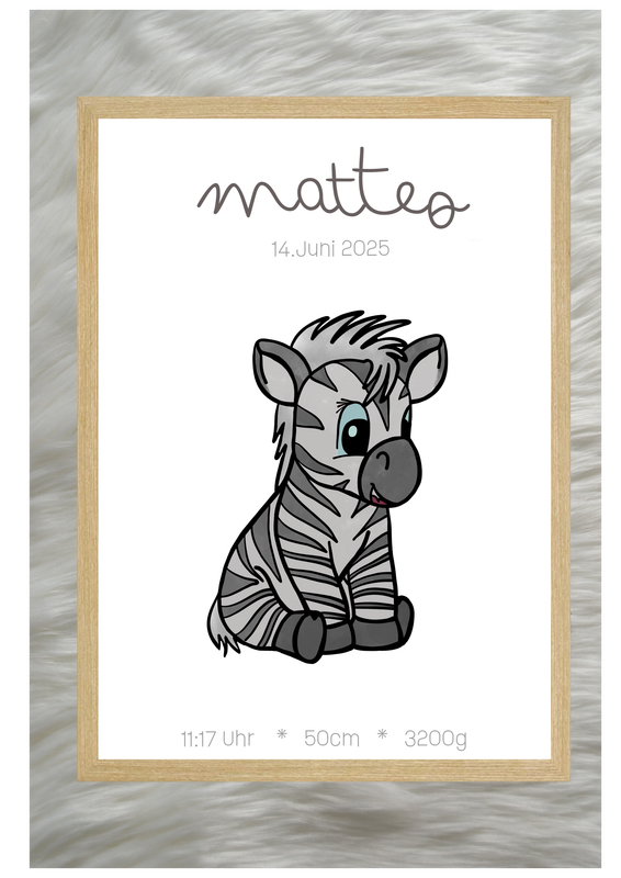 Geburtsposter- Zebra