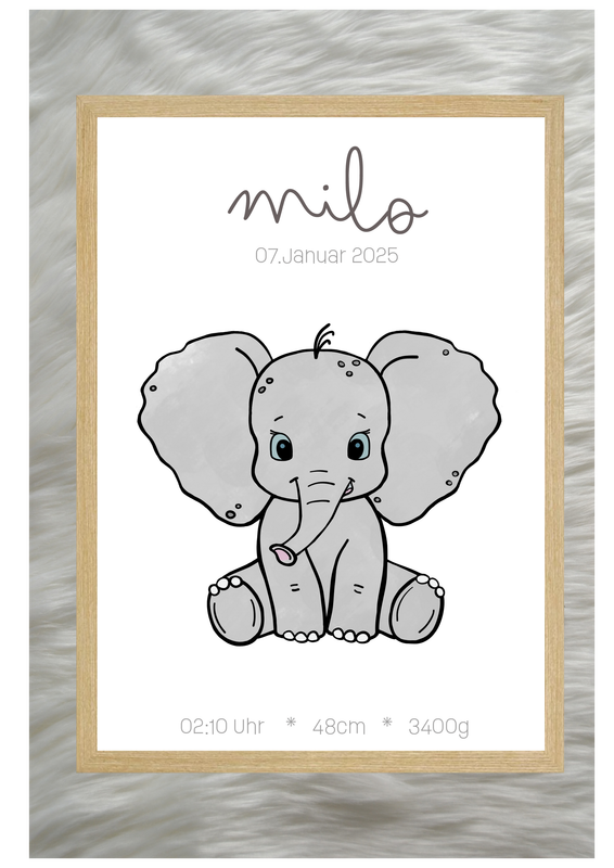 Geburtsposter- Elefant