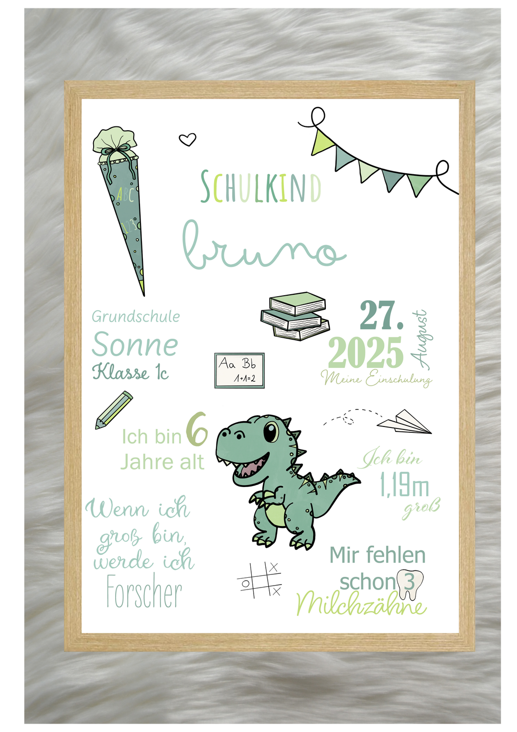 Meilensteintafel Einschulung - Dinosaurier